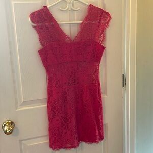 BCBG Maxazria Pink Lace Cut-Out Mini Dress Size 0